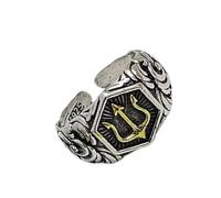 Whoasyst Mythical Tridents Designs - Anillos ajustables de vástago abierto para hombre, inspiración oceánica, joyería de regalo, anillos de boda, One Size, como se describe, como se describe