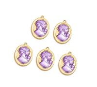 Whoasyst Paquete de 5 adornos clásicos de belleza para joyas, colgantes de retrato de dama, textura de metal, perfectos para creaciones, dije de cabeza de mujer antigua, One Size, como se describe