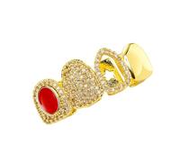 Whoasyst Parrilla dental ligera de cobre con brillantes circonitas cúbicas, joyería personalizable para adolescentes y adultos, accesorios de perforación corporal de cobre, One Size, como se describe