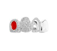 Whoasyst Parrilla dental ligera de cobre con brillantes circonitas cúbicas, joyería personalizable para adolescentes y adultos, accesorios de perforación corporal de cobre, One Size, como se describe