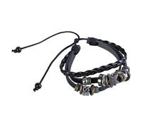 Whoasyst Pulsera de cuero multicapa ajustable con cuentas de estrella, joyería punk tejida a la moda para mujeres y hombres, joyería gótica punk, talla única, como se describe