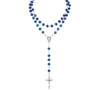 Whoasyst Rosario católico collar de cuentas de cristal con medallas de milagros, crucifijo para hombres y mujeres, regalo de primera comunión, oración, One Size, como se describe, como se describe