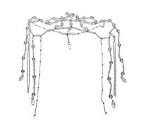 Whoasyst Tocado para la frente con cuentas de cristal, cadena para el pelo, joyería de Navidad, graduación, joyería de hadas, mujeres, niñas, adolescentes, cadena de cristal, adorno de moda