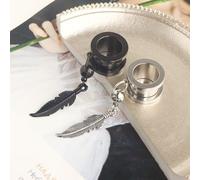 Whoiy 1 par de dilatadores de oreja de acero de 6 a 25 mm con gotas colgantes, negro/plata, kit de estiramiento para mujeres y hombres, 22mm, Acero inoxidable, Sin gemas