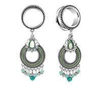 Whoiy 2 túneles de acero para oreja, de 6 a 30 mm, con colgante de gota, dilatador de carne, con circonitas, para mujeres, 26mm, Acero inoxidable, Circonia cúbica