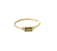 Whoiy Alianzas de boda, de oro, delicado anillo de compromiso con cornisa roja/peridoto, anillo de boda, oro amarillo, para mujer, 57 (18.1), Metal precioso Piedra preciosa, Peridoto