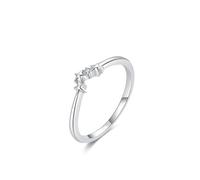 Whoiy Alianzas de boda, oro blanco, anillos de compromiso con diamantes, anillo de boda de oro auténtico, para mujer, 16, Metal precioso Piedra preciosa, Diamante