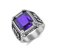 Whoiy Alianzas de boda para hombre, plata y negro, 18 mm, acero inoxidable, grabado, retro, bisutería con circonitas, tallas 54-67, 60 (19.1), Acero inoxidable, Circonia cúbica