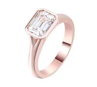 Whoiy Alianzas de oro auténtico Moissanite 1 ct D Color VVS1, anillo de compromiso, anillo de compromiso 585 de oro auténtico para mujer, anillos de boda solitarios de 14 quilates, oro rosa grabado