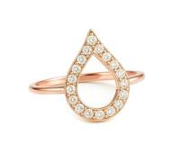 Whoiy Alianzas de oro blanco con diamantes, anillos de boda de oro auténtico, forma de gota, anillo de boda para mujer, 62 (19.7), Metal precioso Piedra preciosa, Diamante