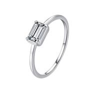 Whoiy Alianzas de plata 925, anillo de boda para mujer, solitario, con circonitas, sencillos para mujeres, Zirconia cúbica