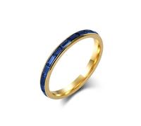Whoiy Anillo de acero inoxidable para mujer, anillo de boda, oro de 2 mm, anillo de compromiso eterno con circonitas, talla 52 - 60, 54 (17.2), Acero inoxidable, Circonia cúbica