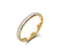 Whoiy Anillo de acero inoxidable para mujer, anillo de boda, oro de 2 mm, anillo de compromiso eterno con circonitas, talla 52 - 60, 57 (18.1), Acero inoxidable, Circonia cúbica
