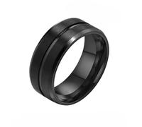 Whoiy Anillo de bisutería para hombre, negro, azul, 8 mm de ancho, anillo de boda, sin piedra, acero inoxidable, anillo de compromiso cepillado con nombre grabado para hombres, talla 54 - 67, 14