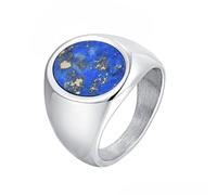 Whoiy Anillo de bisutería para hombre, plata/oro/negro, 17 mm de ancho, anillo de boda lapislázuli sin piedra, acero inoxidable, anillo de compromiso con nombre grabado para hombres, talla 52 - 67, 14