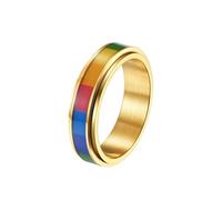 Whoiy Anillo de boda de acero inoxidable con grabado, 6 mm de ancho, anillos para hombre, antiansiedad, spinner, arco iris, anillos de compromiso, alianzas de boda, plata, oro/negro, personalizado