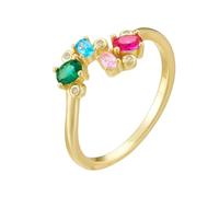 Whoiy Anillo de boda de oro auténtico para mujer, elegante con esmeralda, anillos de compromiso, oro amarillo, 51 (16.2), Metal precioso Piedra preciosa, Esmeralda