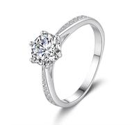 Whoiy Anillo de boda de oro para mujer, anillos de compromiso de oro blanco con moissanite de 1 ct, anillos de boda solitarios de oro real para mujer, 65 (20.7), Metal precioso Piedra preciosa