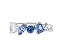 Whoiy Anillo de boda de oro para mujer, anillos de compromiso, oro blanco con topacio, elegantes anillos de oro auténtico para mujer, 61 (19.4), Metal precioso Piedra preciosa, Topacio