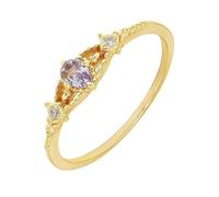 Whoiy Anillo de boda de oro real con amatista, anillo de boda oro amarillo delicado anillos de compromiso para mujer, 47 (15.0), Metal precioso Piedra preciosa, Amatista