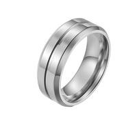 Whoiy Anillo de boda para hombre, color plata/negro/oro con grabado, 8 mm de ancho, anillo de boda de acero inoxidable mate, bisutería personalizada para hombres, talla 52-70