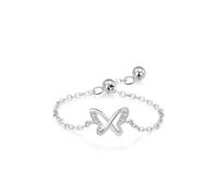 Whoiy Anillo de boda para mujer, oro, anillos de compromiso, oro auténtico, mariposa con diamantes, alianzas de boda de oro blanco, anillo ajustable para mujer, 51 (16.2), Metal precioso Piedra