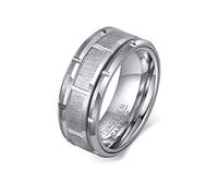 Whoiy Anillo de carburo de tungsteno para hombre, anillo de 8 mm de ancho, anillo de compromiso, alianza de boda plateado/negro con grabado, anillos personalizados, talla 54-67, 67 (21.3), Metal no