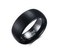 Whoiy Anillo de carburo de tungsteno para hombre, mate, sencillo, 8 mm de ancho, anillo de compromiso, anillo de boda, negro con grabado, personalizado, talla 54-67, 20, Metal no precioso, Sin piedras