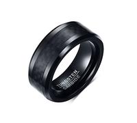 Whoiy Anillo de compromiso de 8 mm de ancho personalizado, anillo para hombre, bisutería de carburo de tungsteno, fibra de carbono, anillo de boda, bordes biselados, sin piedra, talla 54-67, 14, Metal