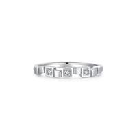 Whoiy Anillo de compromiso de oro blanco con diamante, anillo de boda de oro auténtico, elegante, anillo de banda de diamante único para mujer, 16, Metal precioso Piedra preciosa, Diamante