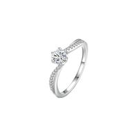 Whoiy Anillo de compromiso de oro, oro blanco, elegante, anillo de boda con diamante cultivado en laboratorio de 0,5 ct para mujer, 51 (16.2), Metal precioso Piedra preciosa, Diamante cultivado en