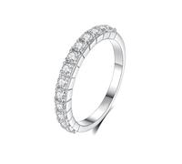 Whoiy Anillo de compromiso para mujer, oro blanco, media eternidad, oro auténtico, anillo de aniversario para mujer, 53 (16.9), Metal precioso Piedra preciosa, Moissanita