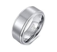 Whoiy Anillo de fantasía para hombre plateado/negro/oro/azul, 8 mm de ancho, anillo de boda mate sin piedra, carburo de tungsteno, anillo de compromiso con nombre grabado para hombres, talla 54 - 67
