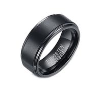 Whoiy Anillo de fantasía para hombre plateado/negro/oro/azul, 8 mm de ancho, anillo de boda mate sin piedra, carburo de tungsteno, anillo de compromiso con nombre grabado para hombres, talla 54 - 67