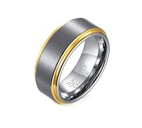 Whoiy Anillo de fantasía para hombre plateado/negro/oro/azul, 8 mm de ancho, anillo de boda mate sin piedra, carburo de tungsteno, anillo de compromiso con nombre grabado para hombres, talla 54 - 67