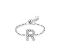 Whoiy Anillo de mujer de oro auténtico, anillo de compromiso ajustable con diamante, anillo de boda de oro blanco, anillo de aniversario para mujer