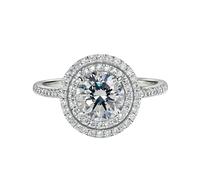 Whoiy Anillo de mujer de oro auténtico, anillos de boda Halo 1 ct Moissanite anillo de boda de oro blanco alianzas para mujeres, 51 (16.2), Metal precioso Piedra preciosa, Moissanita