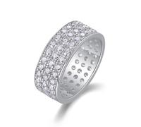 Whoiy Anillo de mujer de oro auténtico de oro blanco, anillo de boda eternidad con moissanite anillo de compromiso para mujer, 61 (19.4), Metal precioso Piedra preciosa, Moissanita