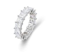 Whoiy Anillo de mujer de oro blanco, anillo de compromiso de oro real con moissanite eternidad anillo de aniversario para mujer, 52 (16.6), Metal precioso Piedra preciosa, Moissanita