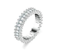 Whoiy Anillo de mujer de oro blanco con moissanite, anillos de boda de oro auténtico, eternidad, anillos de compromiso, anillos de mujer, 47 (15.0), Metal precioso Piedra preciosa, Moissanita