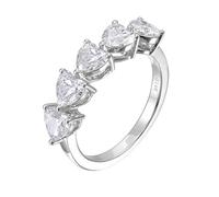 Whoiy Anillo de mujer de oro blanco de 9 K/14 K/18 K, alianzas de boda de oro auténtico 375/585/750, media eternidad, corazón, grabado con Moissanite 0,5 ct D Color VVS1 para mujeres, 57 (18.1), Metal