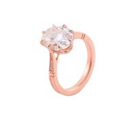 Whoiy Anillo de mujer de oro rosa 375 de oro auténtico, ovalado, anillo de compromiso con Moissanite 3 ct D Color VVS1, anillo solitario de oro 9 K para mujer, talla 51 (16.2)