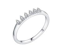 Whoiy Anillo de mujer de plata auténtica, anillos de compromiso, pequeños y sencillos 925, anillos de boda con circonitas para mujer, Zirconia cúbica