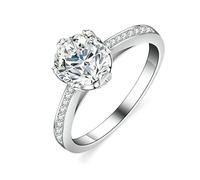 Whoiy Anillo de oro blanco elegante Au375/Au585/Au750/Pt950, 1 ct Moissanite Anillo de compromiso de oro auténtico para mujer, 51 (16.2), Metal precioso Piedra preciosa, Moissanita