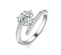 Whoiy Anillo de oro blanco, moissanite de 1 ct, anillo de compromiso, oro auténtico, elegante anillo de oro para mujer, 65 (20.7), Metal precioso Piedra preciosa, Moissanita