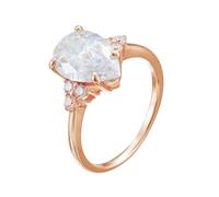 Whoiy Anillo de oro blanco para mujer, con forma de gota con moissanite de 4,5 quilates, oro auténtico, 52 (16.6), Metal precioso Piedra preciosa, Moissanita