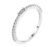 Whoiy Anillo de oro blanco para mujer, Moissanite, anillo de compromiso, oro auténtico 375/585/750, anillos de boda de media eternidad, 9 K/14 K/18 K, oro con grabado para mujeres, 52 (16.6), Metal