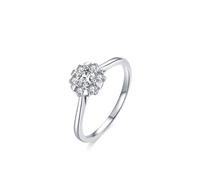 Whoiy Anillo de oro con moissanite para mujer, anillo de boda, oro blanco, halo, anillos de compromiso de oro auténtico, elegantes anillos de boda Moissanite para mujeres, 63 (20.1), Metal precioso