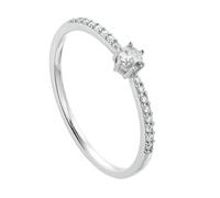 Whoiy Anillo de oro para mujer, anillo de boda de oro real con moissanite de 0,3 ct, anillo de boda de oro amarillo de media eternidad para mujeres, 61 (19.4), Metal precioso Piedra preciosa