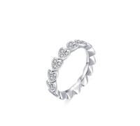 Whoiy Anillo de oro para mujer, anillo de oro blanco, media eternidad con moissanite, anillo de solicitud de oro auténtico, corazón, 52 (16.6), Metal precioso Piedra preciosa, Moissanita